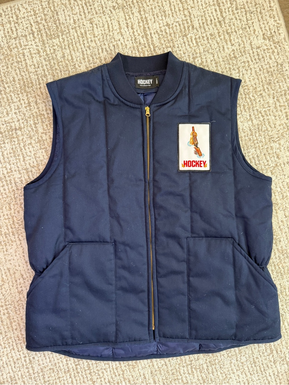 Navy Quilted Sleeveless Vest for Men